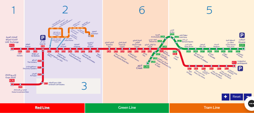 Dubai Metro Lines Map